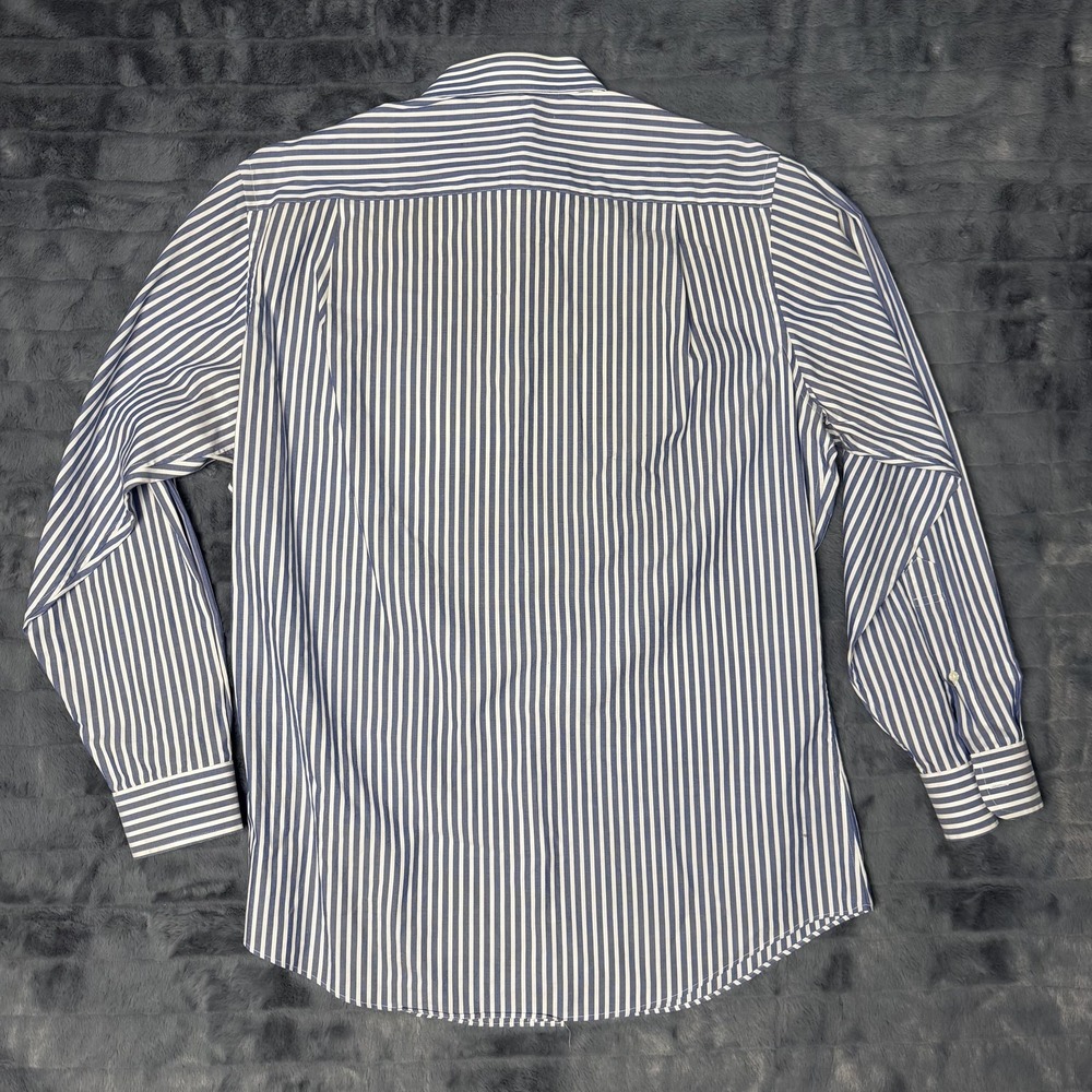 Jos A Bank Dress Shirt Mens 16.5 34/35 Blue Stripe Tailored Fit Long Sleeve - Picture 5 of 6